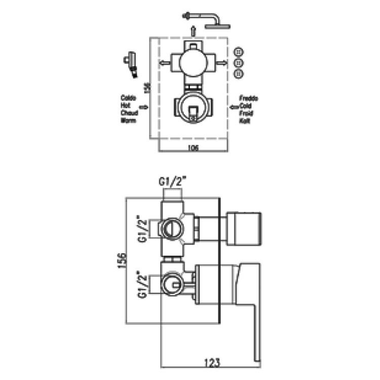 PE880601015 Смеситель для ванны Webert Pegaso - Вид №1