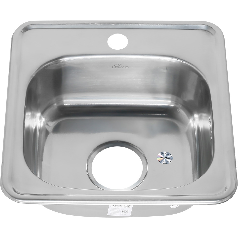 Мойка 3838 MELANA 0,6/160 врезная квадратная с сифоном (022 t *15) 022 t (*15)