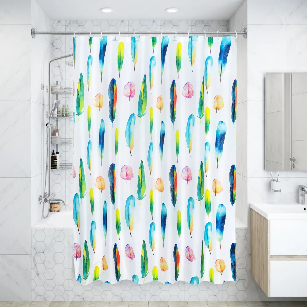 Штора для ванны Color Feather, 180х180 см, полиэстер 82168030 STLM-2082353 BATH PLUS ШТОРЫ CHARME RED