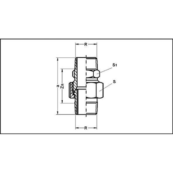 2221112R SANHA 221 сгон НР-НР, латунь, самоуплотняющийся 11/2 мм  - Вид №1