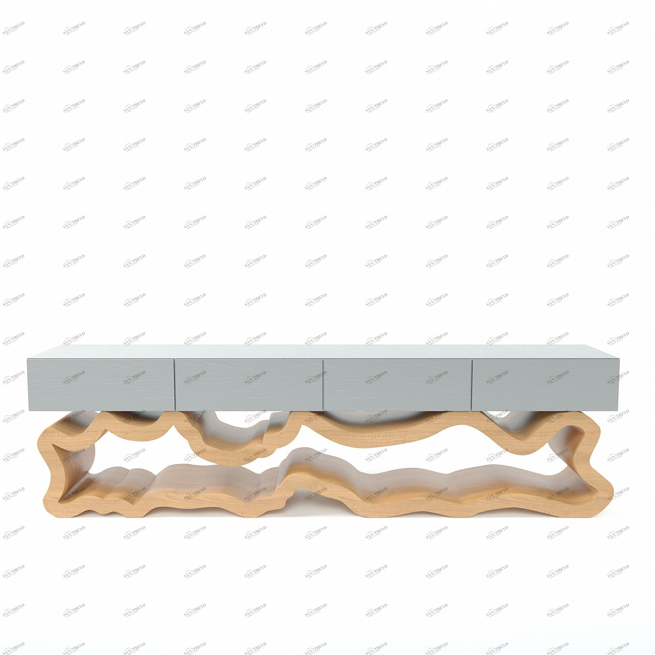 Консоль с серой столешницей и 4 ящиками 57х200 см дуб "Гигантский Эклер" ODINGENIY  00-3885849 Беленый дуб;бежевый;серый 