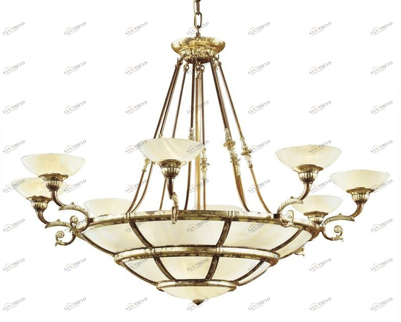 Possoni Illuminazione Люстра из ржавого сусального золота со стеклом из оникса Raffaello 1999/14+8