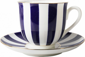 10611684 Императорский фарфоровый завод Чашка с блюдцем "Да и нет" (с отв. кобальт) "Ландыш 2" Фарфор костяной