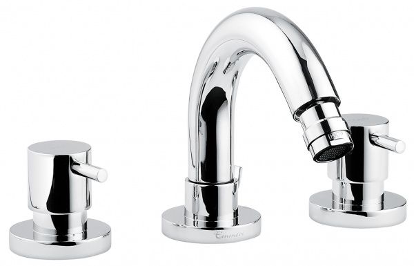 45034CR Emmevi Piper, комплект смесителя на 3 отверстия для биде с донным клапаном, цвет хром