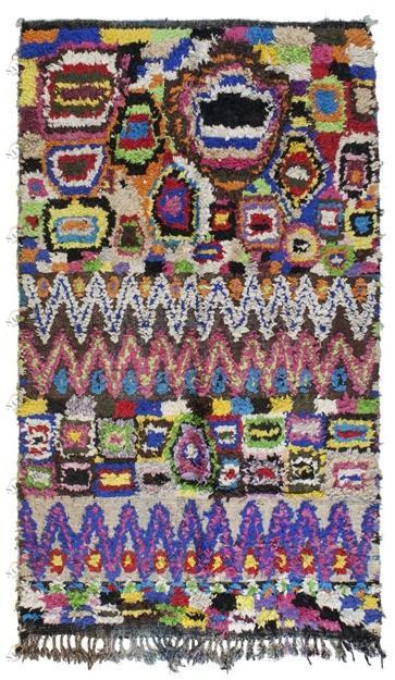 AFOLKI Прямоугольный шерстяной коврик с длинным ворсом и геометрическими мотивами Boucherouite Taa709be