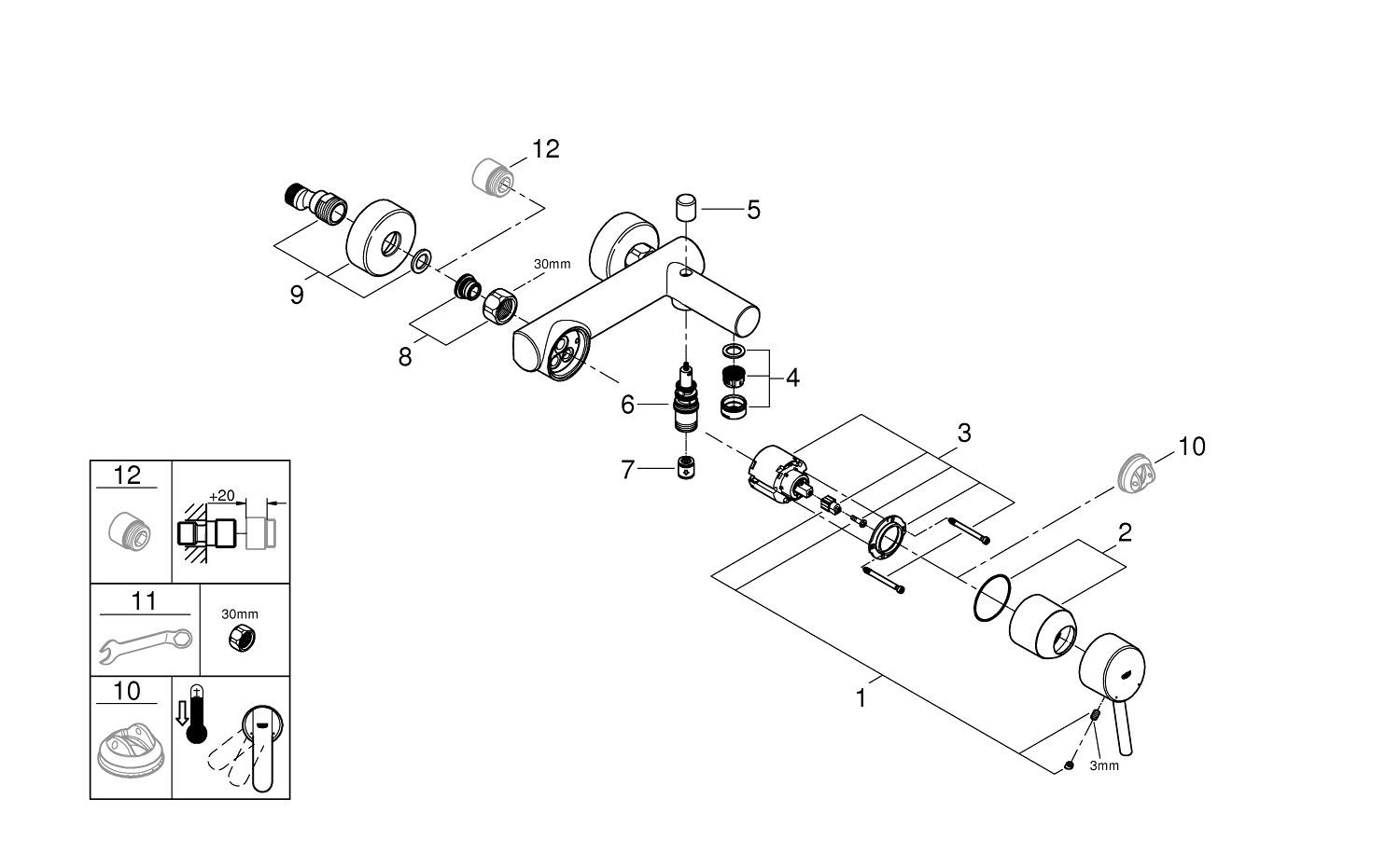 Однорычажный смеситель для ванны / душа с 2 отверстиями Grohe концепция ARCH-00045995 - Вид №3