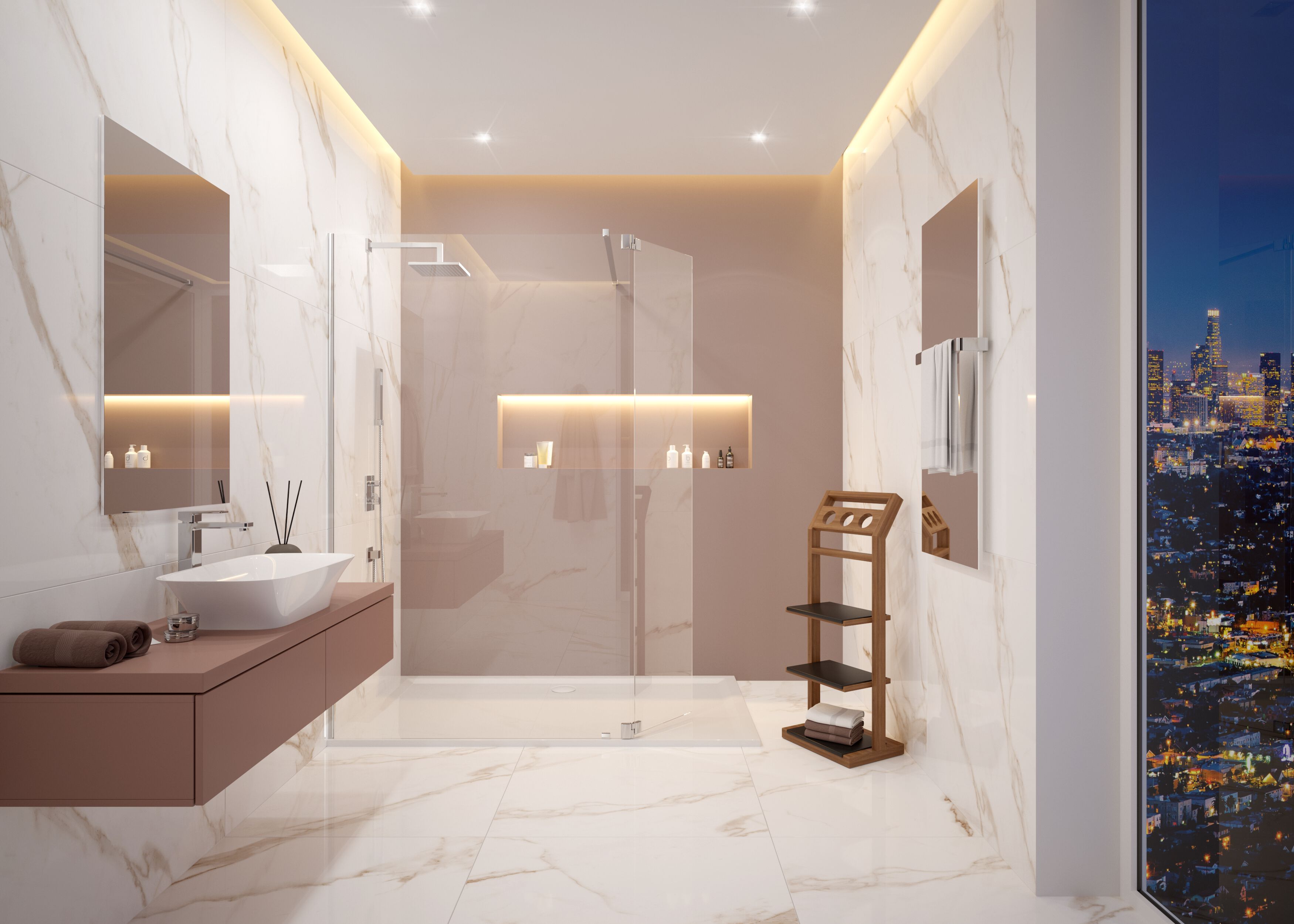 Стеклянная угловая прямоугольная душевая кабина распашная дверь HOESCH LUMIA+ ARCH-00048145 - Вид №2