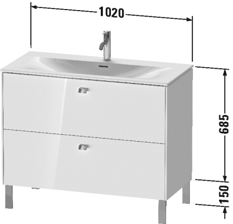 BR451302222 Brioso Тумбочка напольная Белый глянцевый декор Duravit - Вид №1