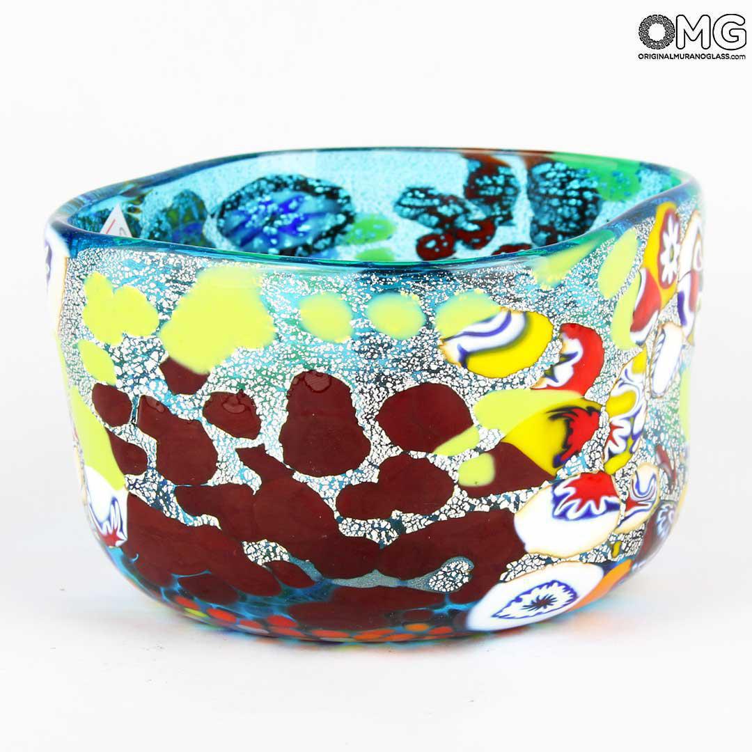 3258 ORIGINALMURANOGLASS Вазочка "Куб" - разноцветная - Original Murano Glass OMG 11 см  - Вид №1