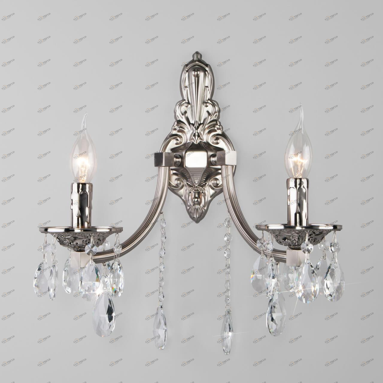 Бра металлическое на 2 лампы никель Liguria Strotskis 314/2 BOGATES СВЕЧА 00-3931846 Никель 