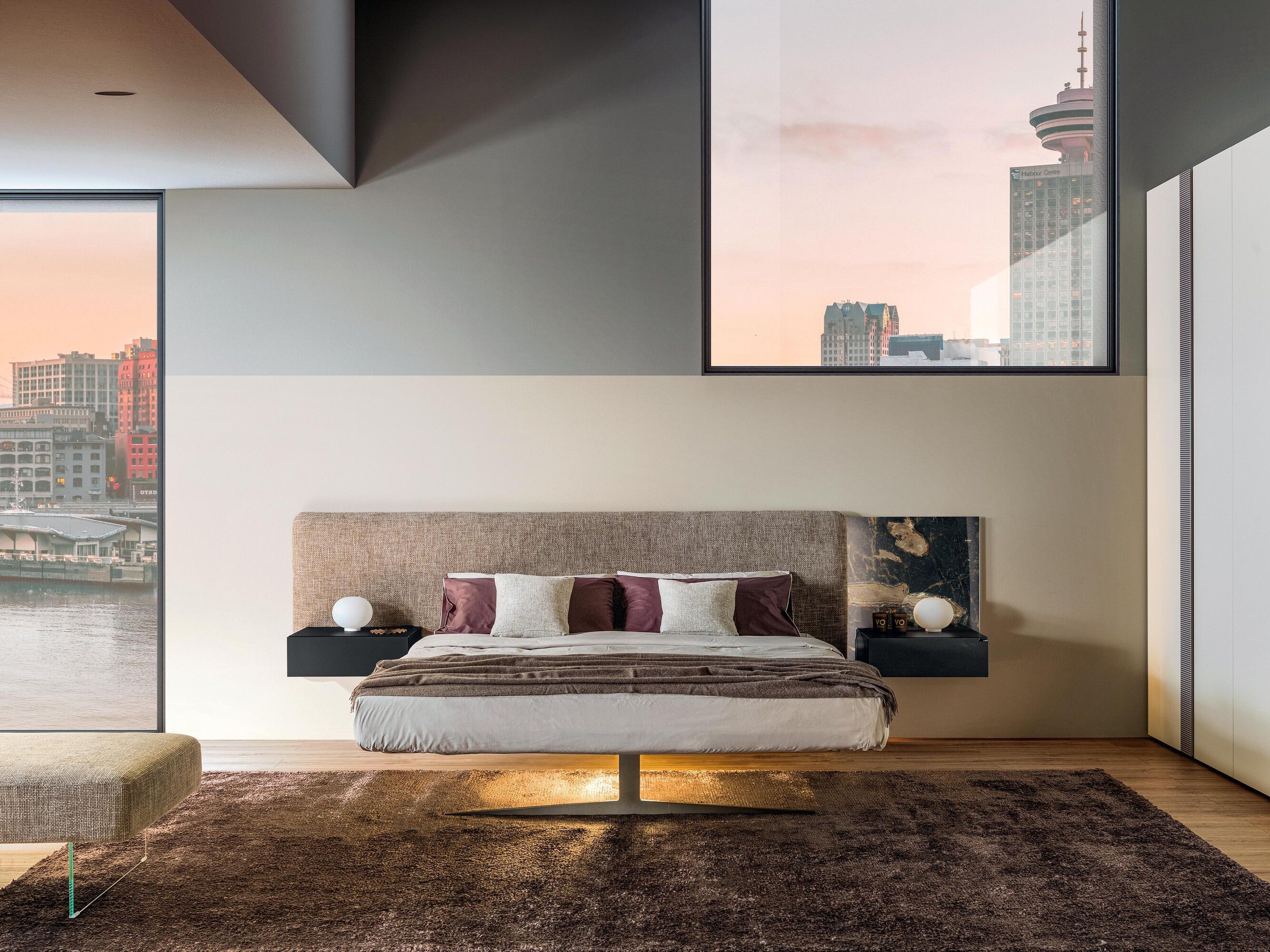 Двуспальная кровать с мягким изголовьем Lago STEEL FREE 1757 ARCH-00133987