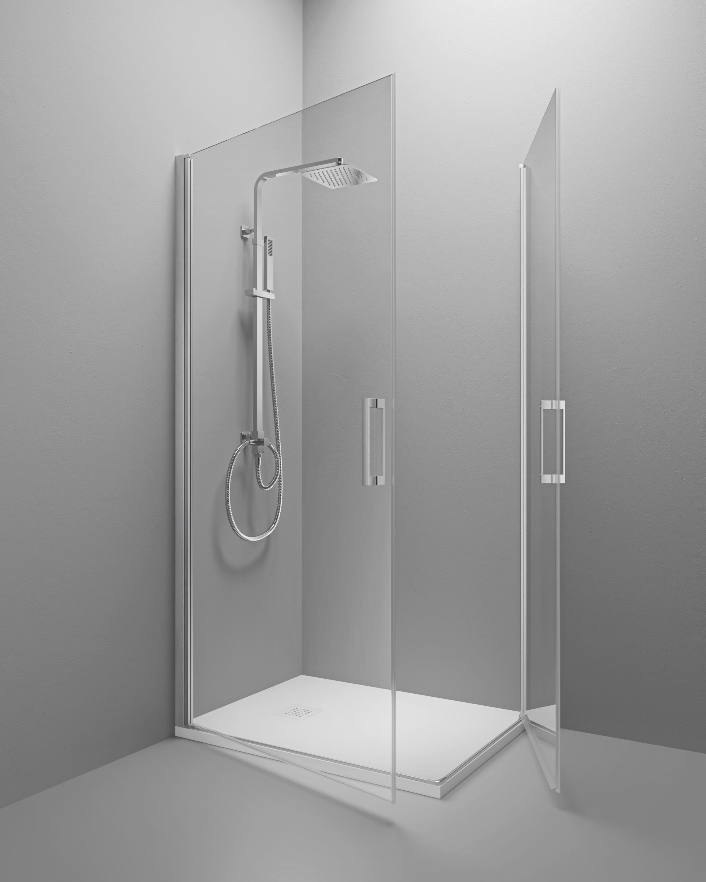 Алюминиевая и стеклянная угловая душевая кабина с распашной дверью TAMANACO SWING ARCH-00114950 - Вид №1