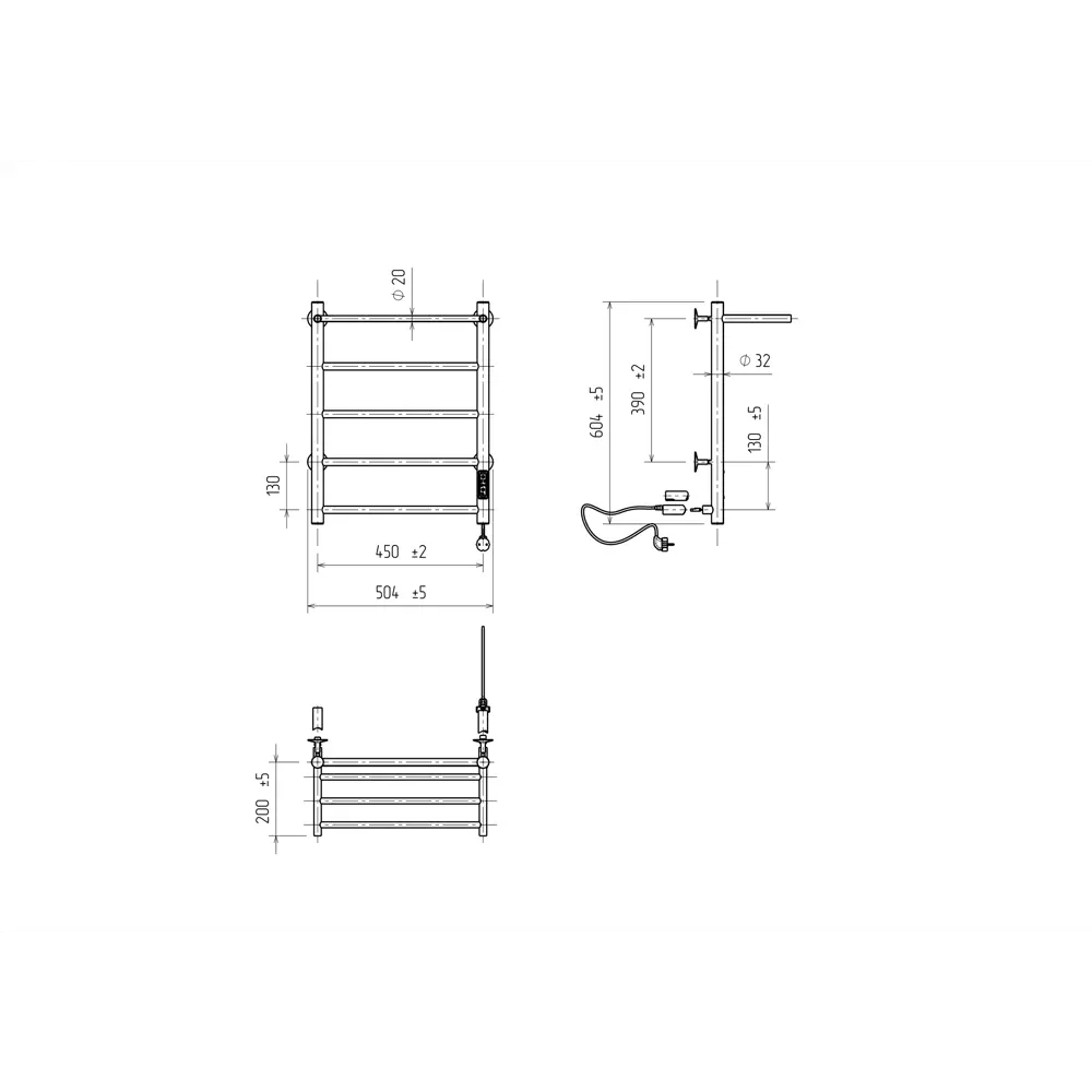Equation электрический полотенцесушитель с терморегулятором и полкой 89352319 STLM-1523063 - Вид №3