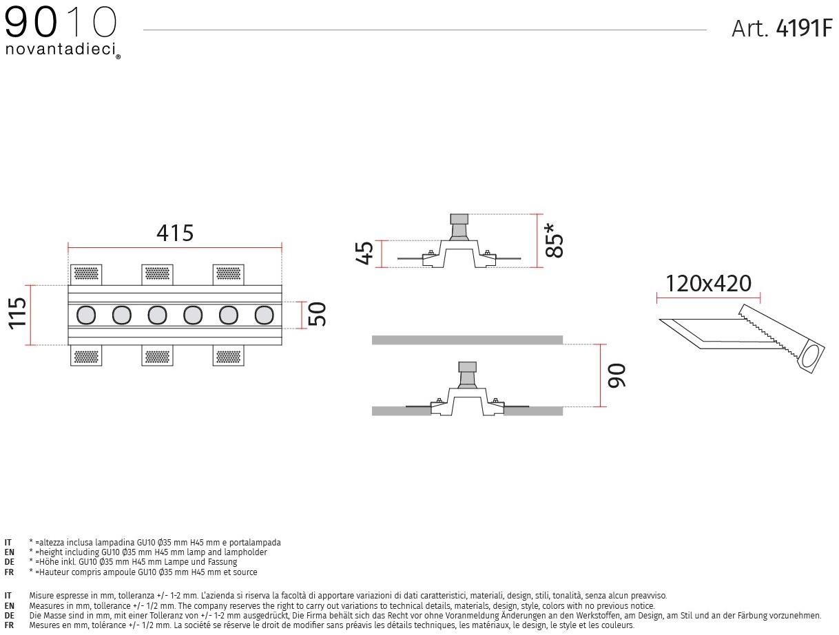 9010 novantadieci Встраиваемый потолочный светильник led из cristaly®  4191f  - Вид №2