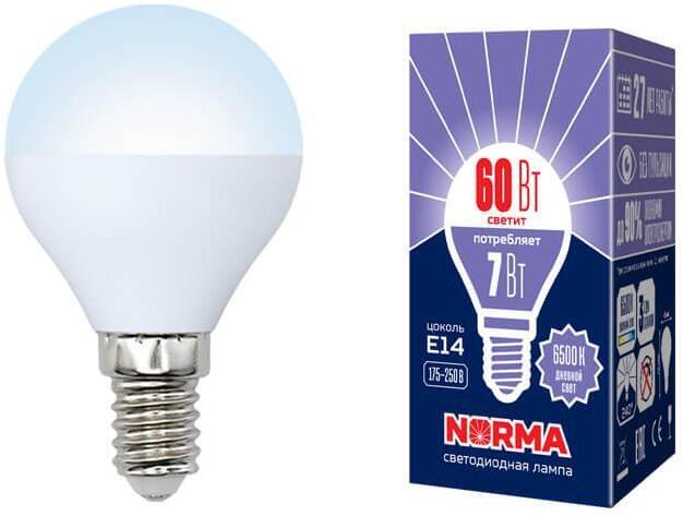 LED-G45-7W/DW/E14/FR/NR Лампа светодиодная E14 7W 6500K матовая UL-00003818 Volpe Norma G