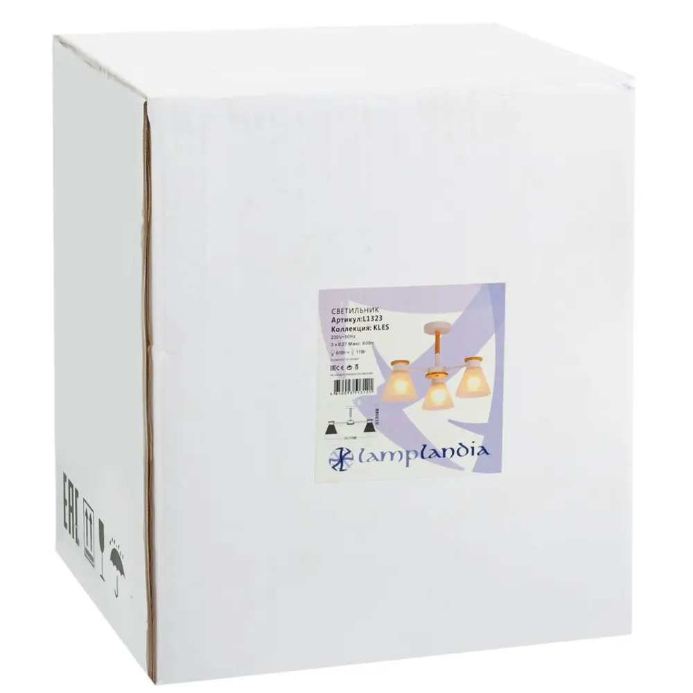 Люстра потолочная Kles, 3 лампы, 15 м², цвет белый/стекло матовое LAMPLANDIA STLM-2137700 - Вид №8