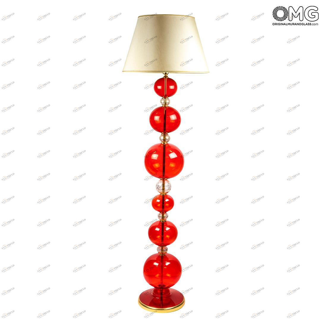 3615 ORIGINALMURANOGLASS Торшер Красная Орхидея - дутое муранское стекло OMG 46 см 