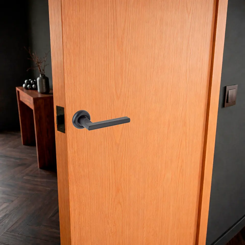 Дверная ручка на розетке Armex H-14050-P без запирания цвет черный STLM-2021583 - Вид №6