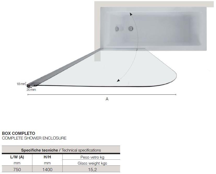 TAMANACO Складная стеклянная перегородка для ванны sun-id-1409176 - Вид №1