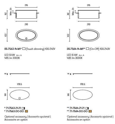 Встраиваемый регулируемый светодиодный настенный светильник LedsC4 Ely ARCH-00041284 - Вид №6