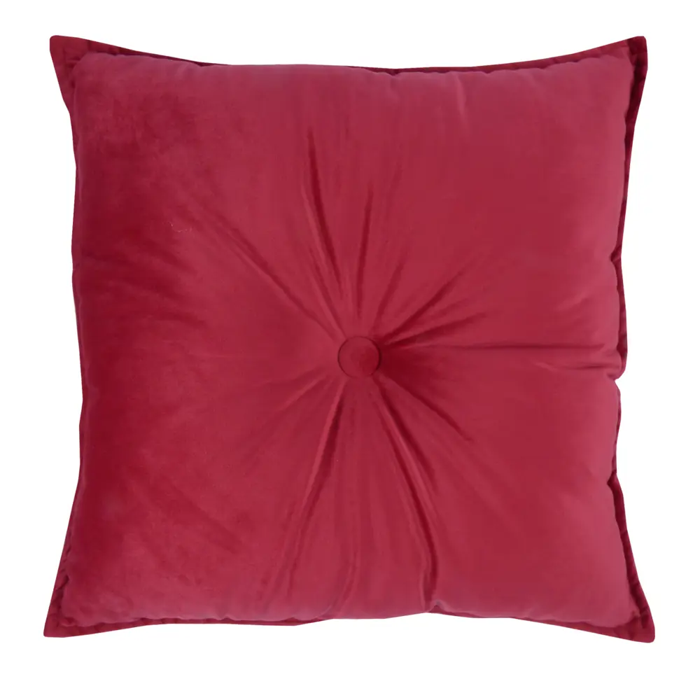 Подушка с пуговицей Бархат 43x43 см цвет красный LINEN WAY STLM-2208001