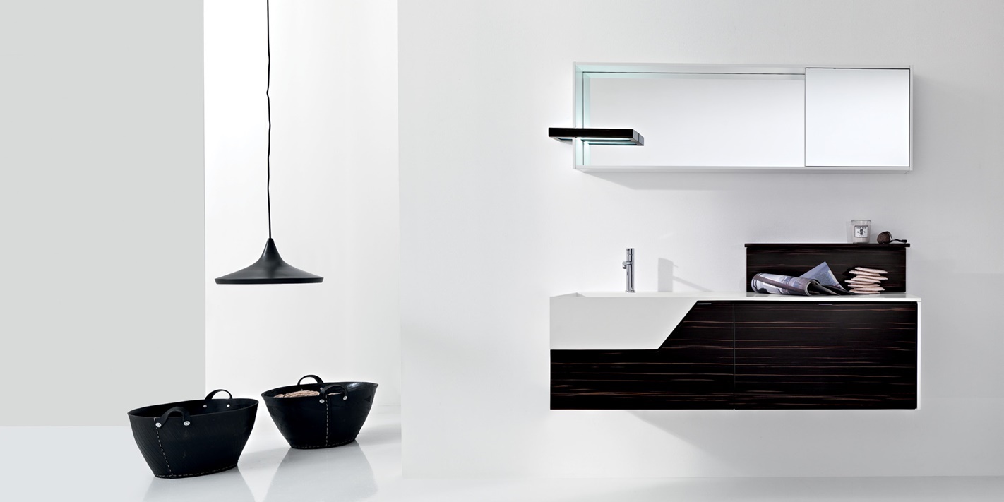 Комбинация ванной комнаты PV13 в отделке Wing Milltek / L41 Bianco / Эбеновое дерево  MILLDUE PIVOT PIVOT13 - Вид №2