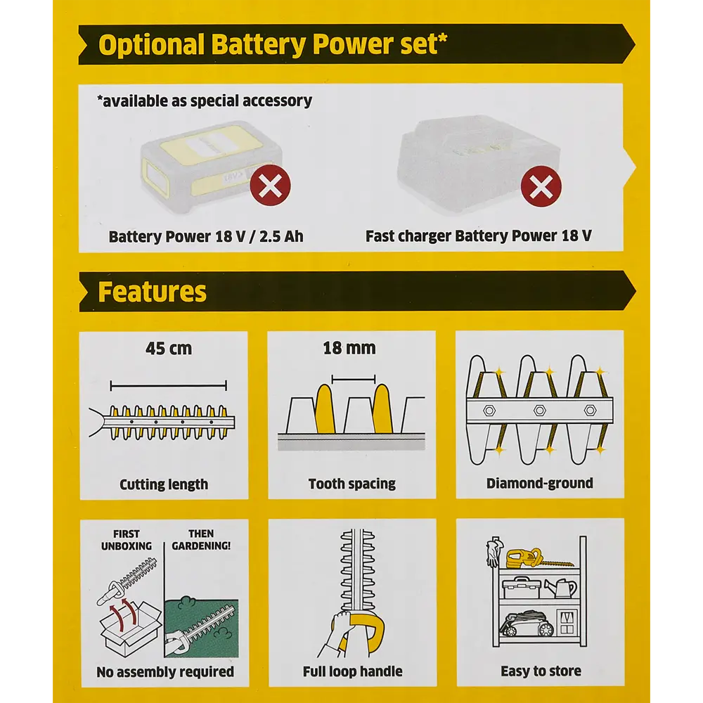 Кусторез аккумуляторный Karcher HGE Battery 18-45 18 В STLM-2038381 - Вид №2