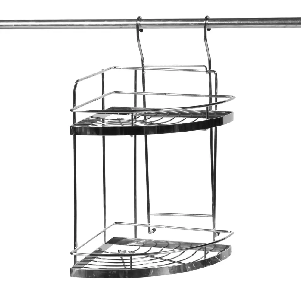 Полка угловая двухъярусная Delinia 230х230х440 мм цвет хром 15869972 STLM-2080450 
