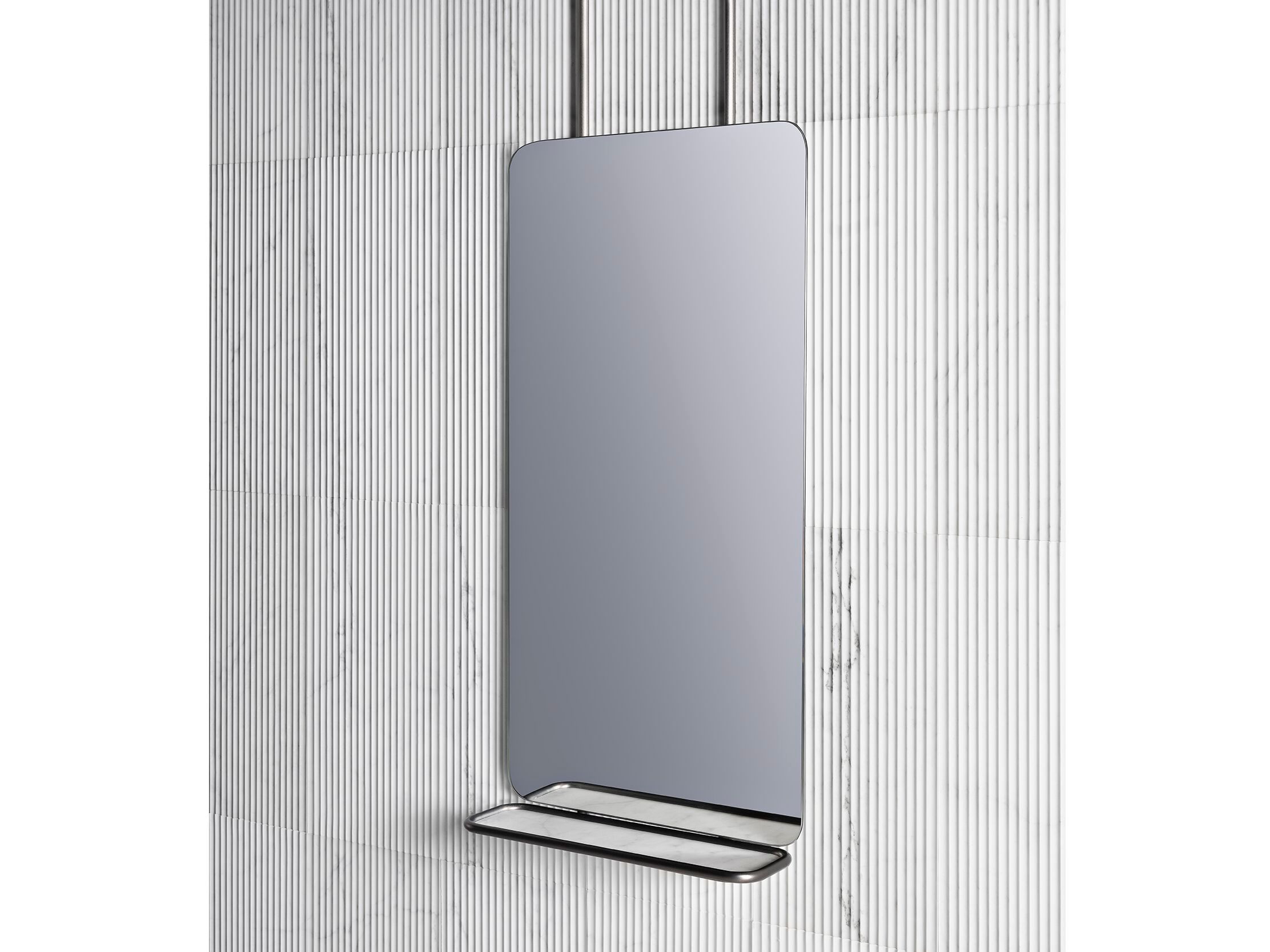 Прямоугольное латунное зеркало для ванной комнаты с полкой LUCE DI CARRARA Оскар ARCH-00108755