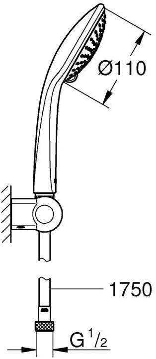 Душевой набор GROHE Euphoria (ручной душ, настенный держатель, шланг 1750 мм), хром (27355000) - Вид №1