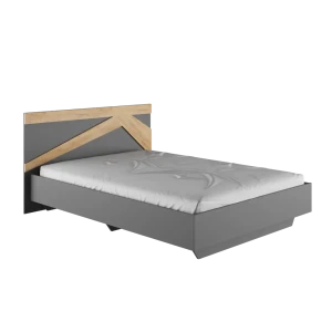 91814237 Кровать двуспальная Альбина Теодора 145x90x203 см ЛДСП цвет графит/дуб крафт золотой STLM-1094557