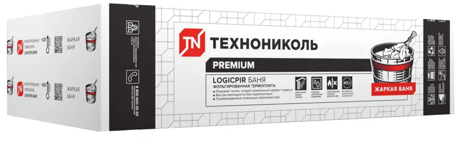 91014559 Теплоизоляционная PIR-плита Технониколь Premium Logicpir Баня Ф/Ф L-кромка 1190x590x30мм 8шт 5.62м² STLM-0441968
