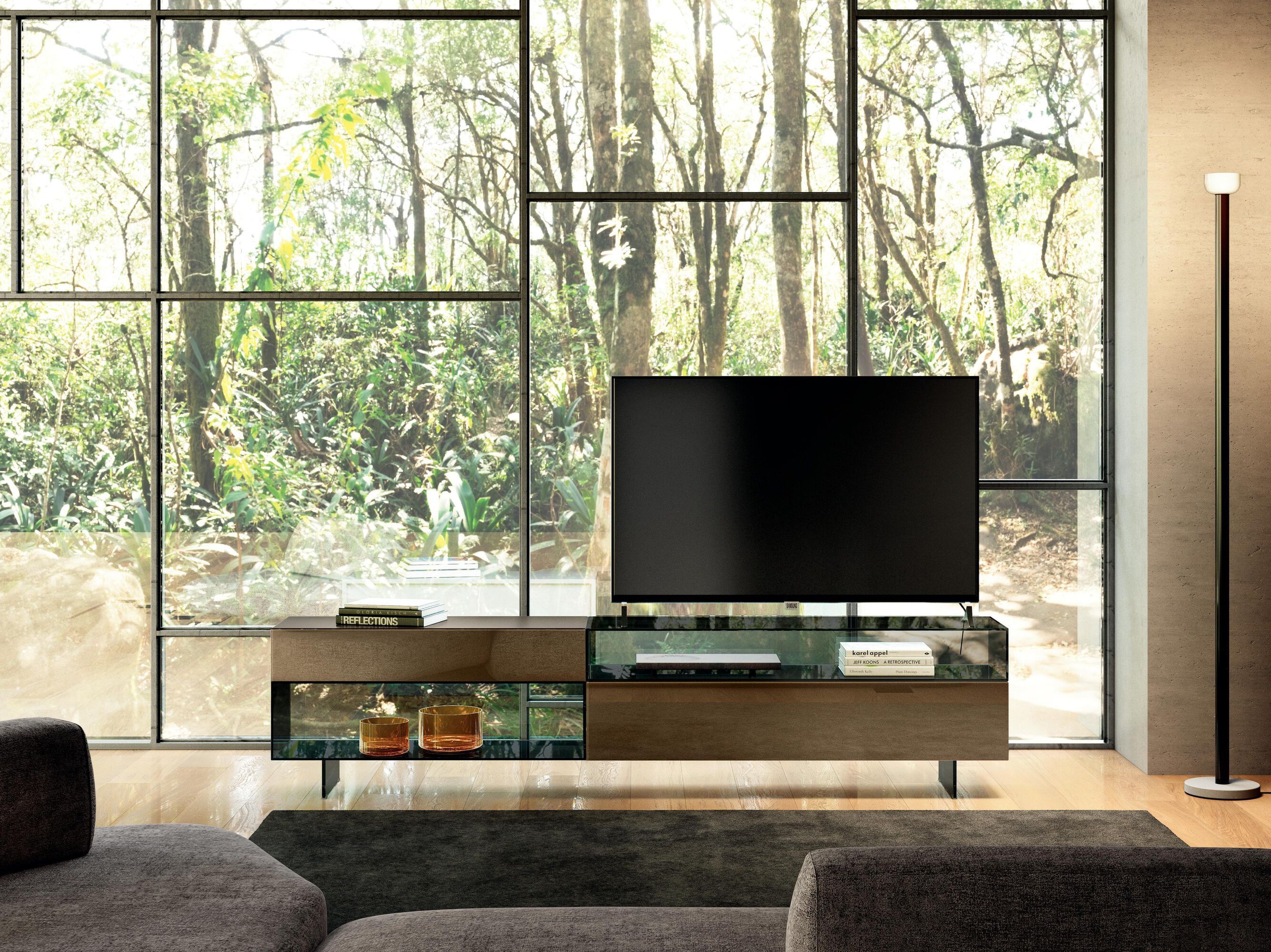 Шкаф для телевизора из дерева и стекла Lago 36E8 GLASS - 2150 ARCH-00126669 - Вид №1