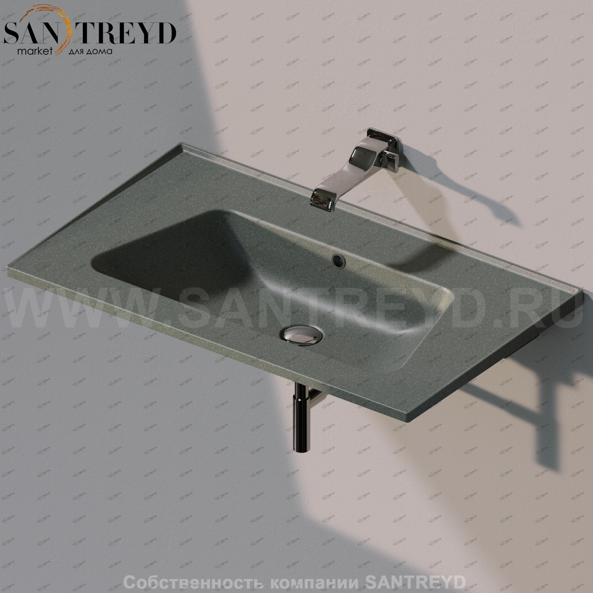 BM85L7037 Подвесная раковина настенная прямоугольная Ceramica Flaminia Bloom серая