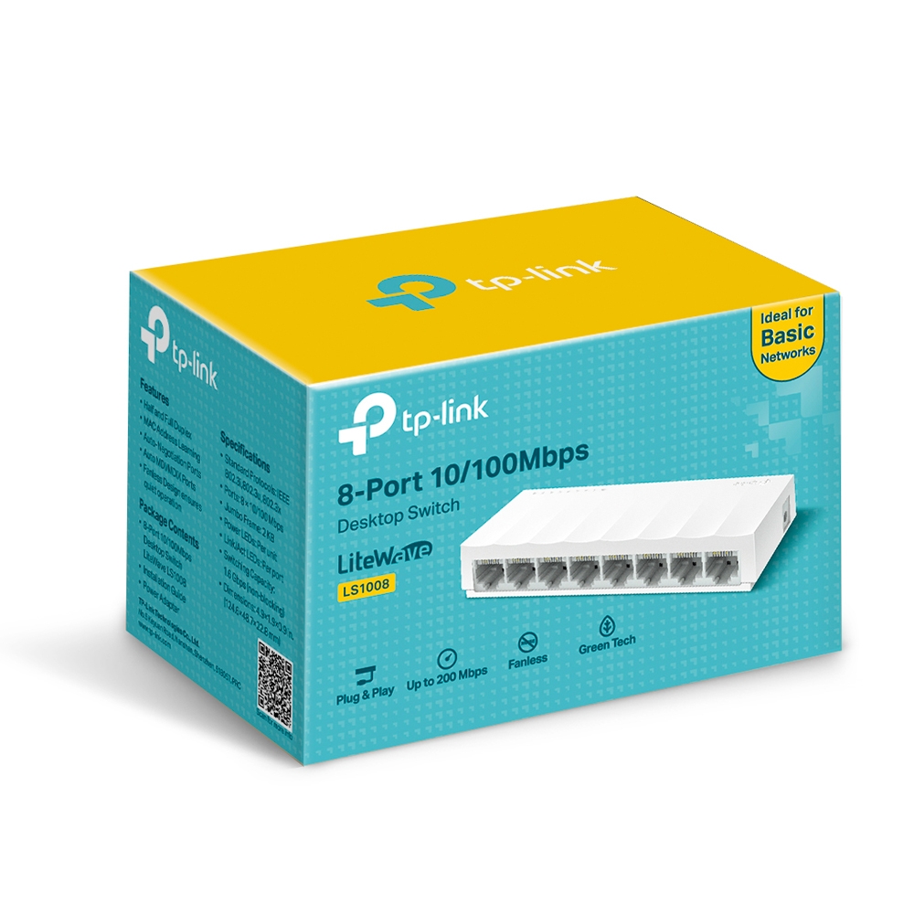 LS1008 8-port 10/100mbps unmanaged switch, plastic case, desktop and wall mountable TP-Link Santreyd  - Вид №5