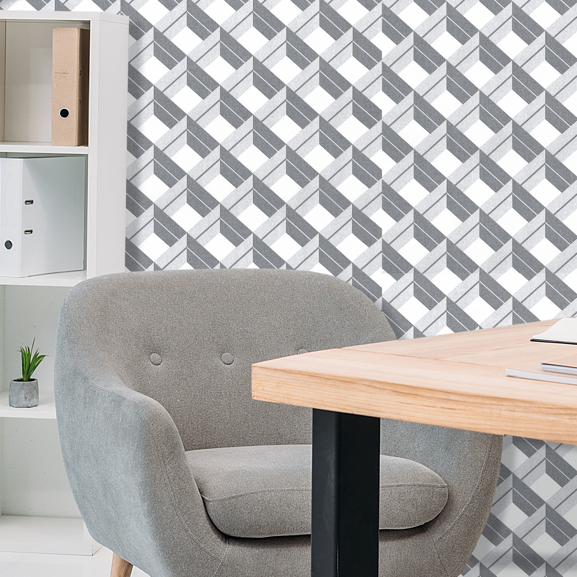 82399704 Обои флизелиновые серые 1.06 м 1127-21 Ромбы Santreyd  - Вид №2