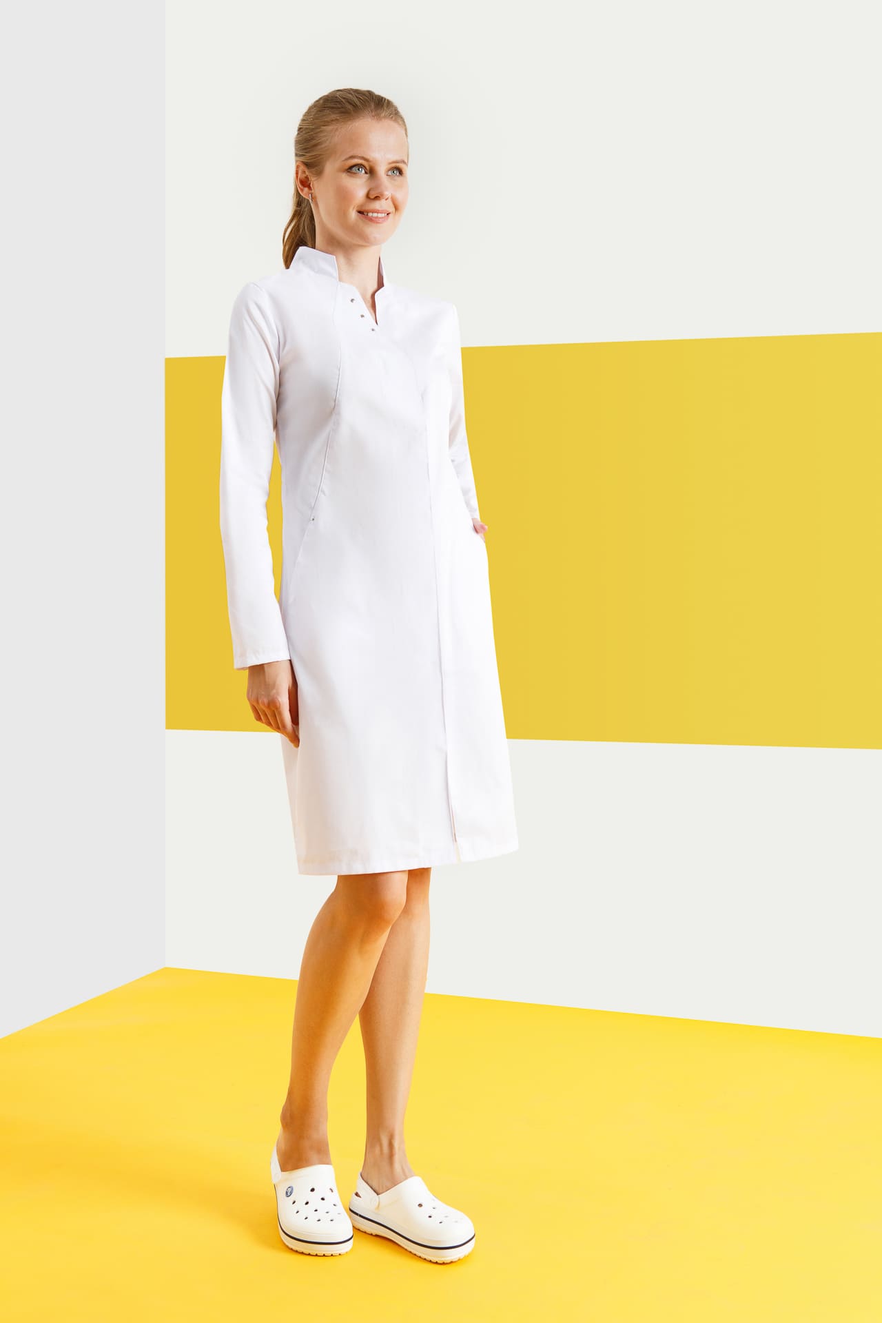 4957334 Халат "Элегант" белый  Медицинская одежда  размер 48 Спецодежда  - Вид №3