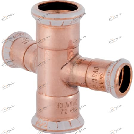 GEBERIT 61404 Крестовина двухплоскостная редукционная Geberit Mapress из меди 30° 