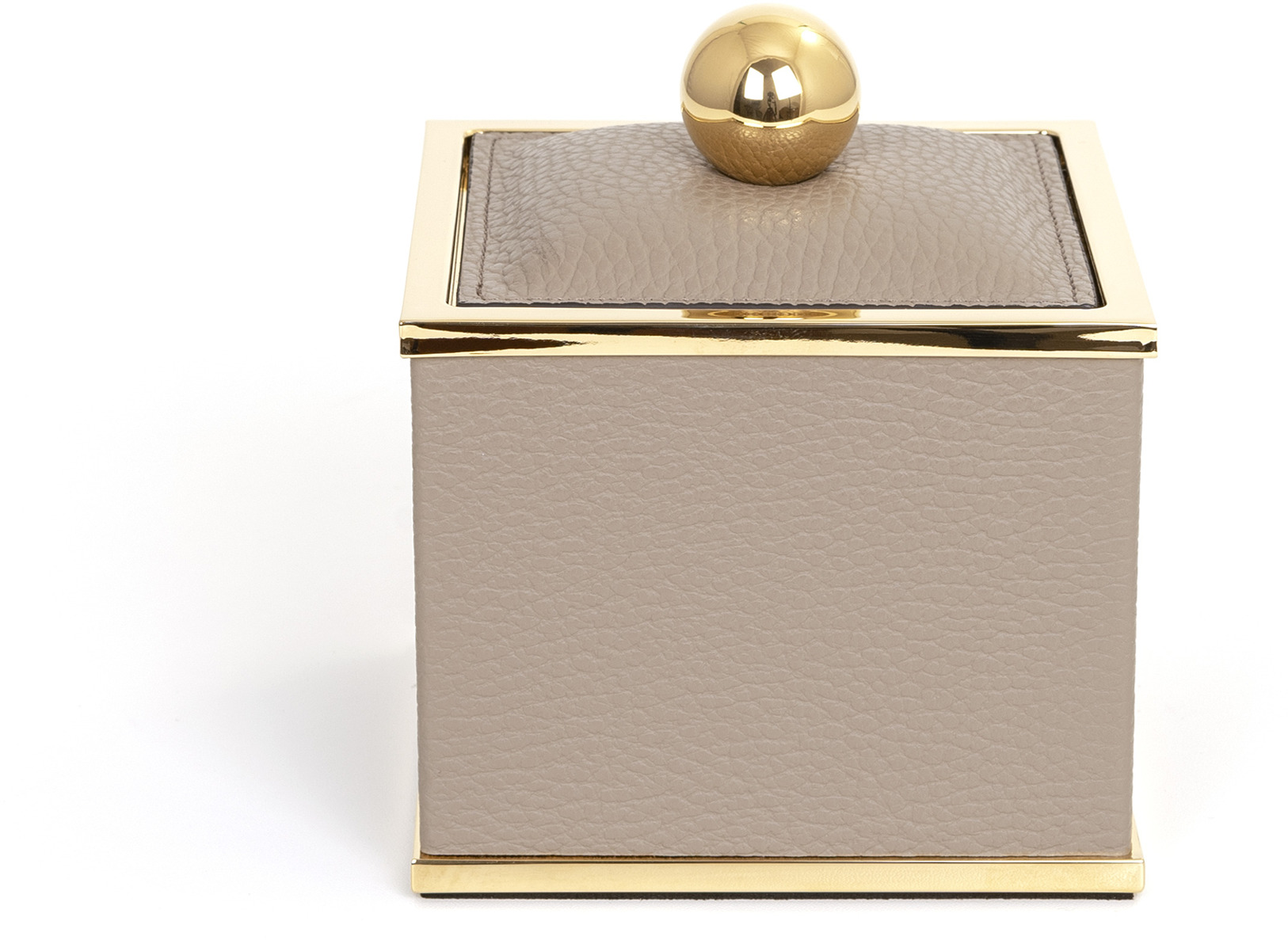 Держатель для ватных дисков Olimpia Square Square - 10,5X10,5XH11 см/металл-отделка_золото/тканая кожа_кофейный