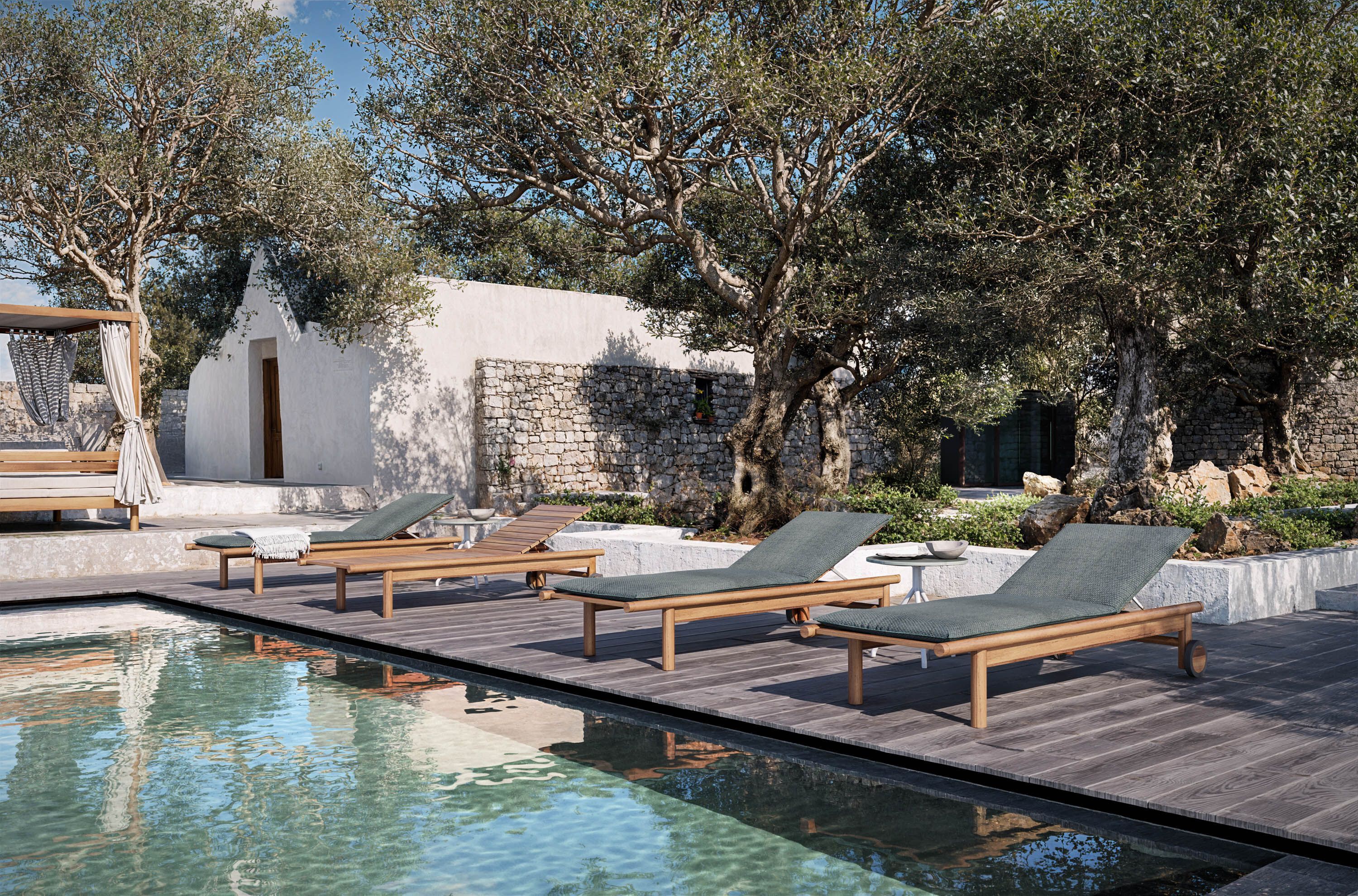 Садовая кровать с откидной спинкой из тикового дерева с колесами Atmosphera Панама ARCH-00091077 - Вид №1