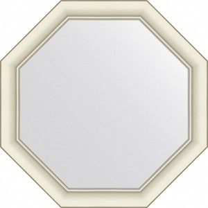 BY 7431 Зеркало в багетной раме - белый с серебром 60 mm EVOFORM Octagon