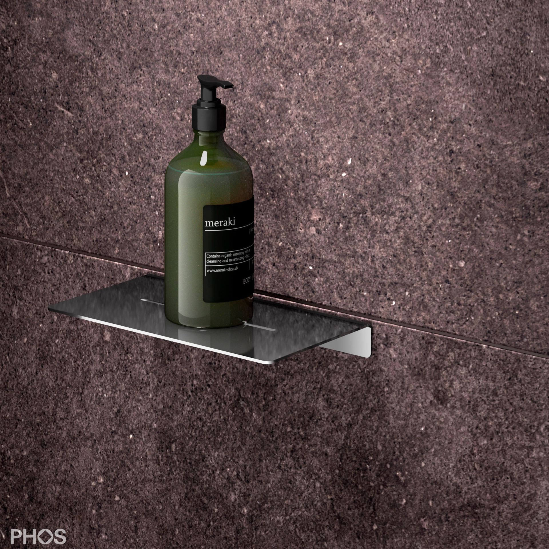 DA200PL Полка для душа с резьбой, длина 20 x глубина 12 см, полированная PHOS  - Вид №2