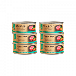 ПР0048728*6 Корм для кошек Филе тунца с мясом лосося конс. 70г (упаковка - 6 шт) GRANDORF