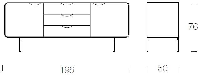 Tonin Casa Буфет из лакированного ореха с ящиками Opera T8646 - Вид №4