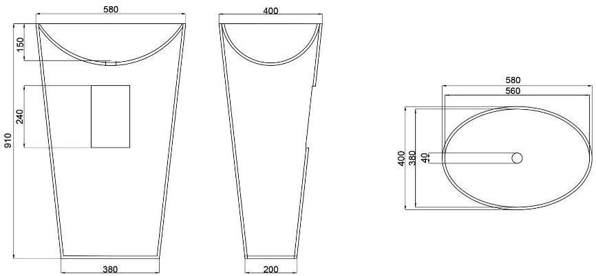Swmbas64 Напольная раковина стоящая овальная JEE-O  - Вид №3