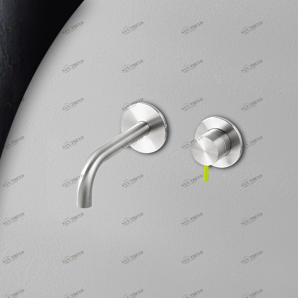 Смеситель для раковины сталь глянцевая с зеленой ручкой Toki Radomonte TKI18LCIL23