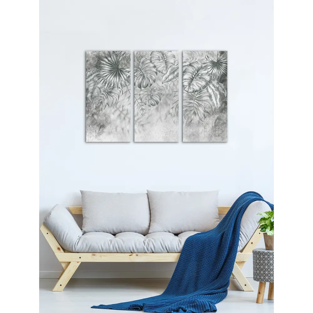 Картина на МДФ Листья серые 30x60 см 3 шт 85336852 STLM-2212266 POSTERMARKET  - Вид №4