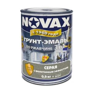 91693054 Грунт-эмаль 3 в 1 по металлу Novax цвет серый 0.9 кг STLM-1325716