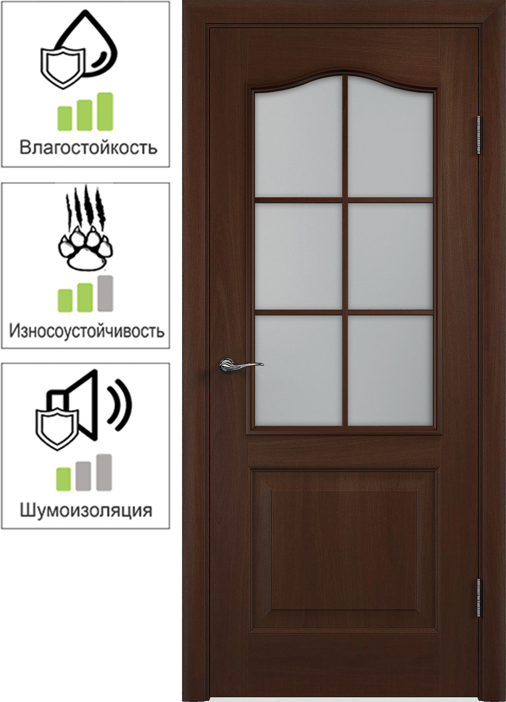 81946955 Дверь межкомнатная Антик остеклённая ПВХ ламинация цвет итальянский орех 70x200 см STLM-0014513 VERDA