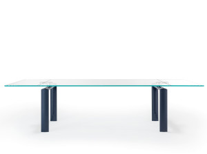 Стеклянный выдвижной прямоугольный стол